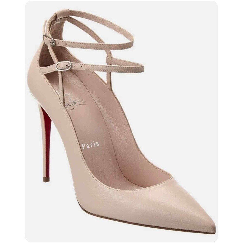 Christian Louboutin CONCLUSIVE 100 Double Ankle Strap Heels Pumps Shoes 38.5